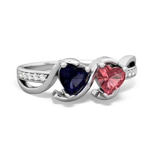 Sapphire Genuine Sapphire with Genuine Pink Tourmaline Side by Side ring Ring