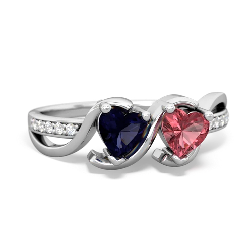 sapphire-tourmaline double heart ring