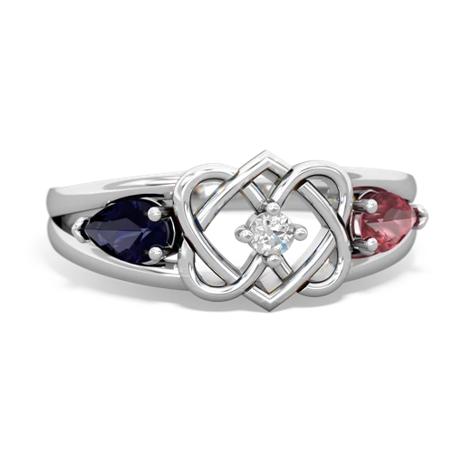 sapphire-tourmaline double heart ring