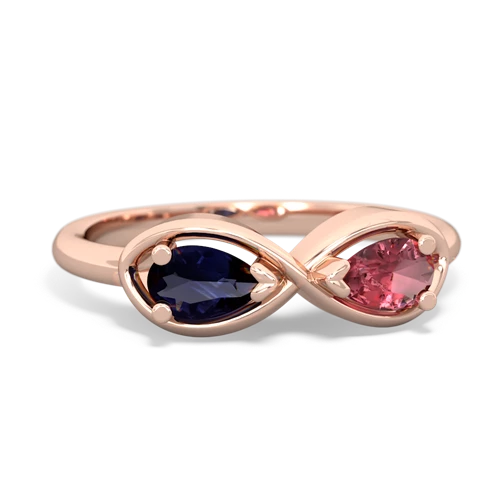 Sapphire Genuine Sapphire with Genuine Pink Tourmaline Infinity ring Ring