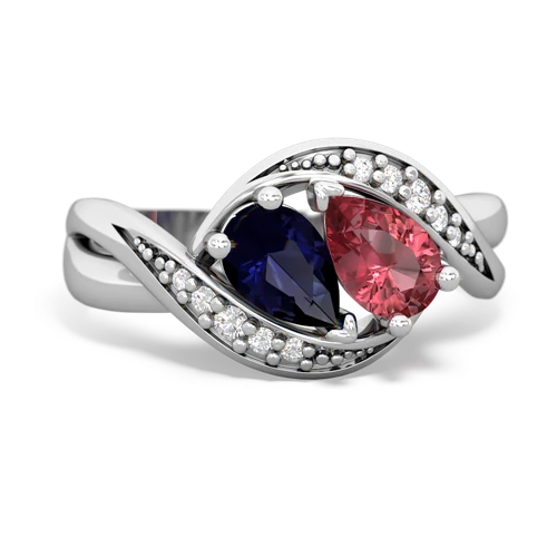 Sapphire Genuine Sapphire with Genuine Pink Tourmaline Summer Winds ring Ring