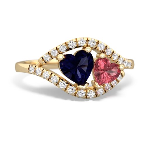 Sapphire Genuine Sapphire with Genuine Pink Tourmaline Mother and Child ring Ring