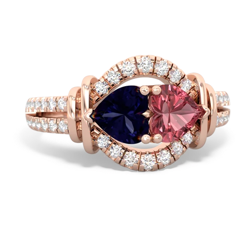 sapphire-tourmaline pave keepsake ring
