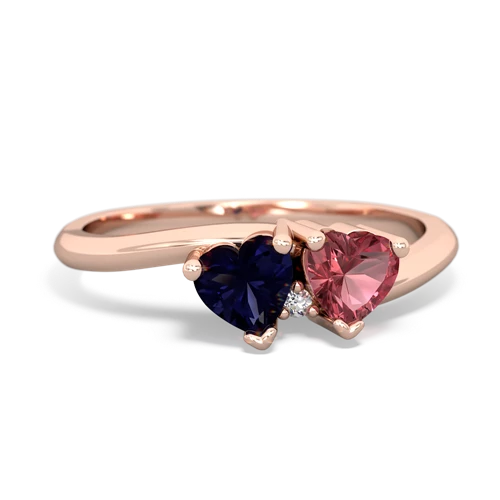 Sapphire Genuine Sapphire with Genuine Pink Tourmaline Sweetheart's Promise ring Ring