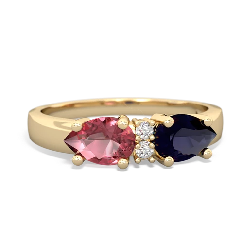 Sapphire Genuine Sapphire with Genuine Pink Tourmaline Pear Bowtie ring Ring