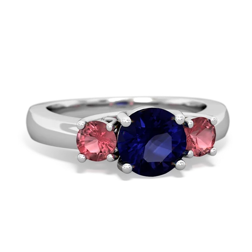 Sapphire Genuine Sapphire with Genuine Pink Tourmaline and Genuine Black Onyx Three Stone Trellis ring Ring