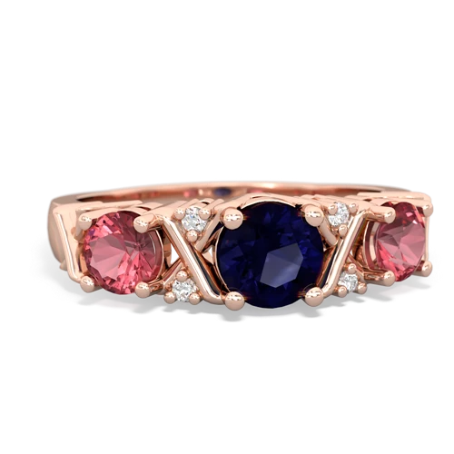 Sapphire Genuine Sapphire with Genuine Pink Tourmaline and Genuine Black Onyx Hugs and Kisses ring Ring