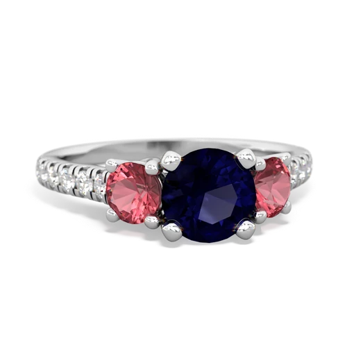 Sapphire Genuine Sapphire with Genuine Pink Tourmaline and  Pave Trellis ring Ring