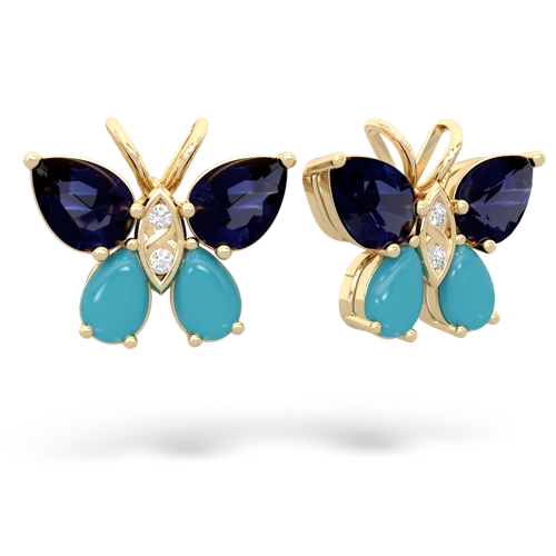 sapphire-turquoise butterfly earrings