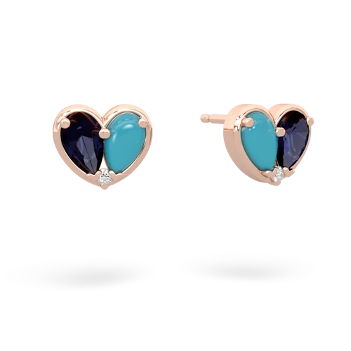 sapphire-turquoise one heart earrings