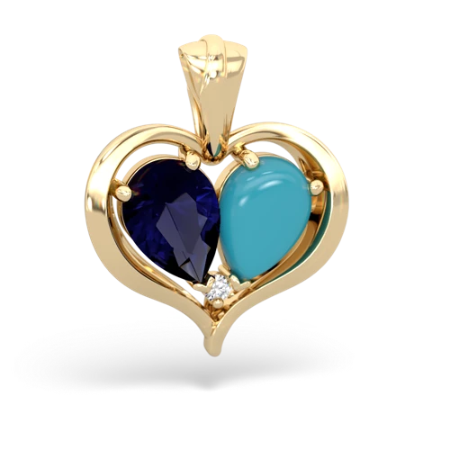 sapphire-turquoise half heart whole pendant