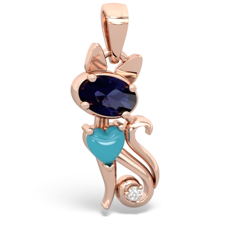 sapphire-turquoise kitten pendant