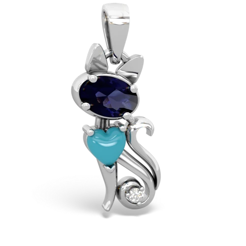 sapphire-turquoise kitten pendant