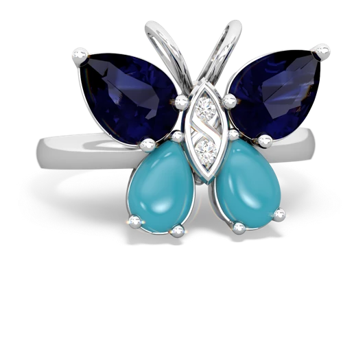 sapphire-turquoise butterfly ring