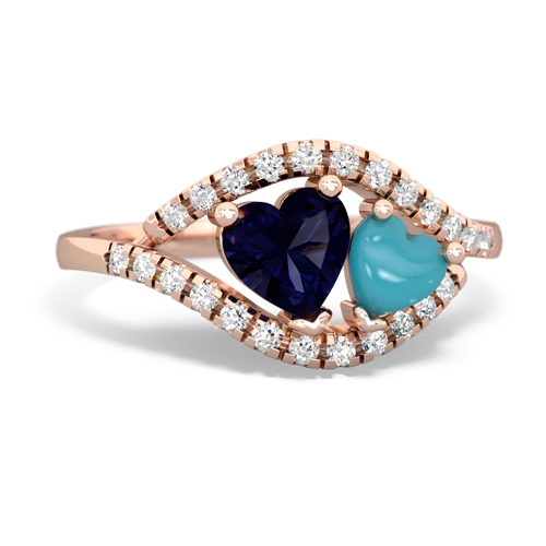 sapphire-turquoise mother child ring