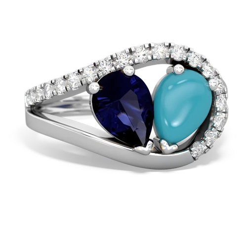 sapphire-turquoise pave heart ring