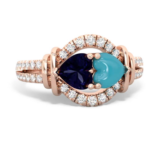 sapphire-turquoise pave keepsake ring