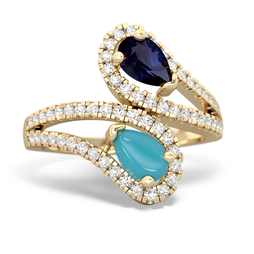 sapphire-turquoise pave swirls ring