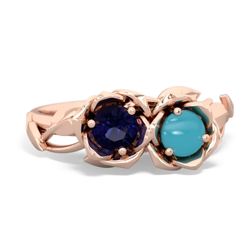 sapphire-turquoise roses ring