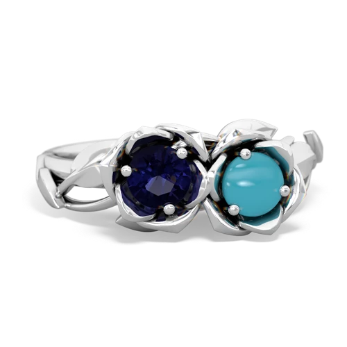 sapphire-turquoise roses ring