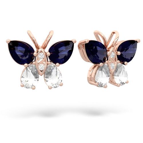 sapphire-white topaz butterfly earrings