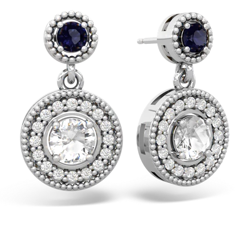 sapphire-white topaz halo earrings