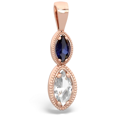 Sapphire Genuine Sapphire with Genuine White Topaz Antique-style Halo pendant Pendant