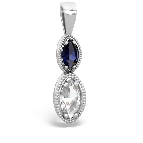 Sapphire Genuine Sapphire with Genuine White Topaz Antique-style Halo pendant Pendant