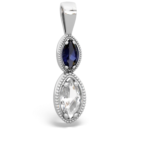 sapphire-white topaz antique milgrain pendant