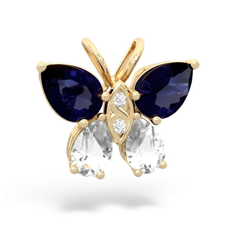 sapphire-white topaz butterfly pendant