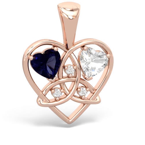Sapphire Genuine Sapphire with Genuine White Topaz Celtic Trinity Heart pendant Pendant