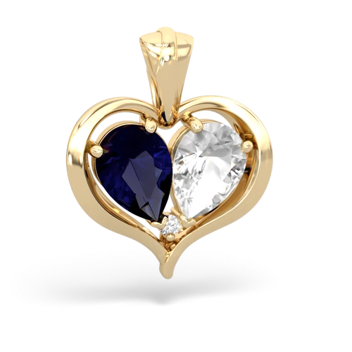 sapphire-white topaz half heart whole pendant