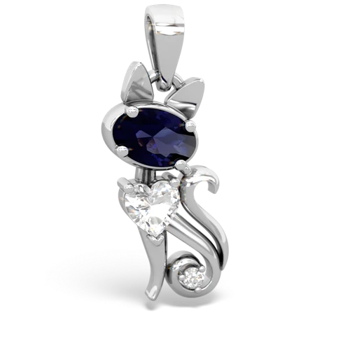 Sapphire Genuine Sapphire with Genuine White Topaz Kitten pendant Pendant
