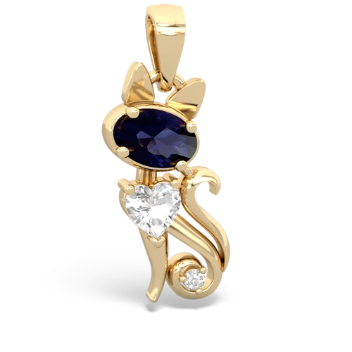 sapphire-white topaz kitten pendant