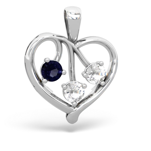 Sapphire Genuine Sapphire with Genuine White Topaz and Genuine Fire Opal Glowing Heart pendant Pendant