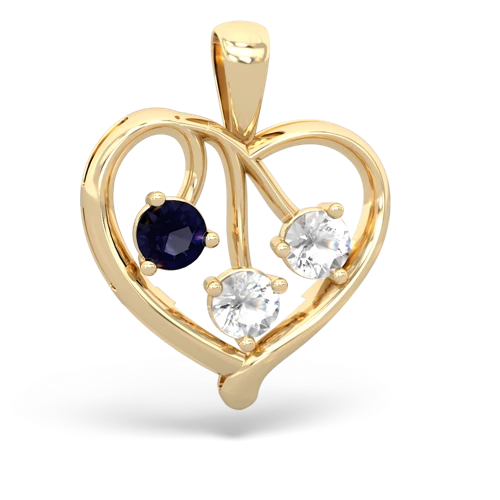 Sapphire Genuine Sapphire with Genuine White Topaz and Genuine Tanzanite Glowing Heart pendant Pendant