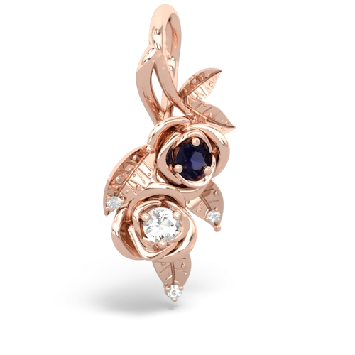 Sapphire Genuine Sapphire with Genuine White Topaz Rose Vine pendant Pendant