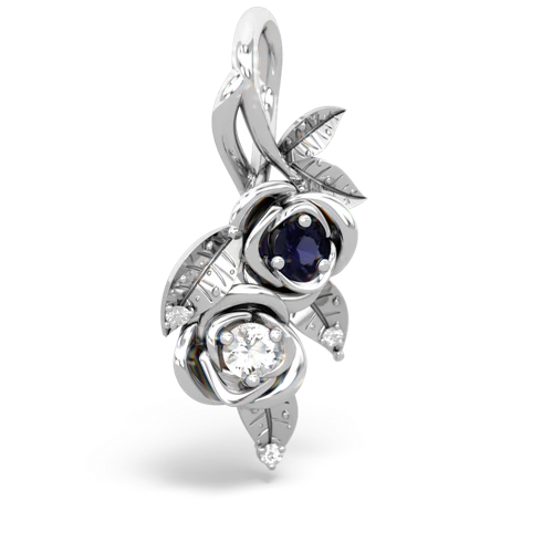 Sapphire Genuine Sapphire with Genuine White Topaz Rose Vine pendant Pendant