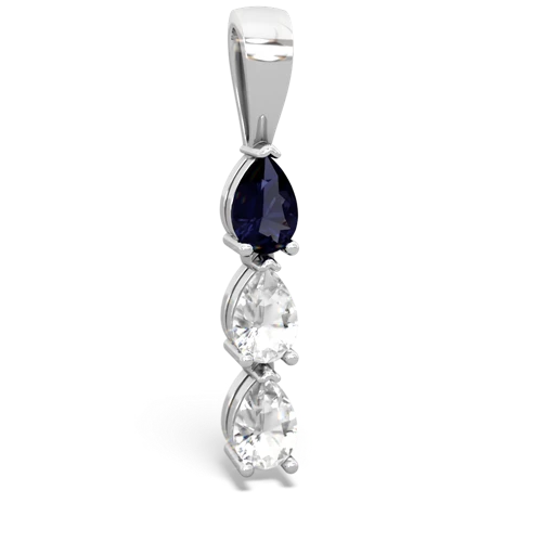 Sapphire Genuine Sapphire with Genuine White Topaz and  Three Stone pendant Pendant