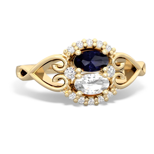 sapphire-white topaz antique keepsake ring