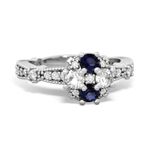 sapphire-white topaz art deco engagement ring