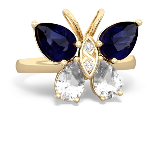 sapphire-white topaz butterfly ring