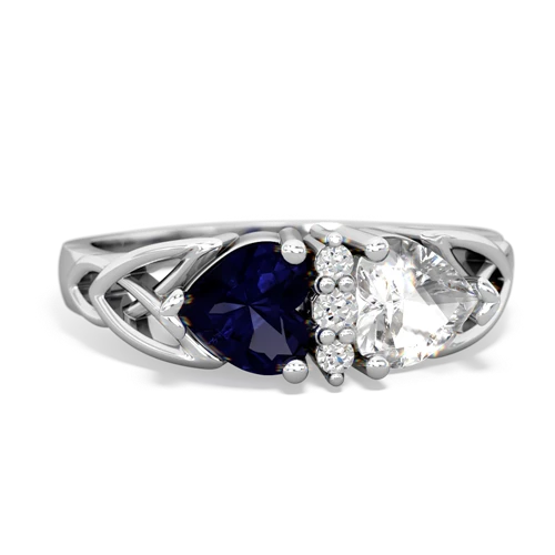 Sapphire Genuine Sapphire with Genuine White Topaz Celtic Trinity Knot ring Ring