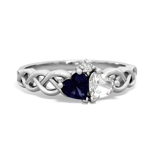 Sapphire Genuine Sapphire with Genuine White Topaz Heart to Heart Braid ring Ring