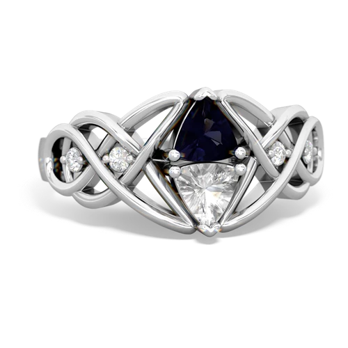 Sapphire Genuine Sapphire with Genuine White Topaz Keepsake Celtic Knot ring Ring