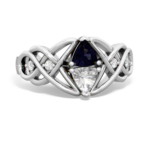 sapphire-white topaz celtic knot ring