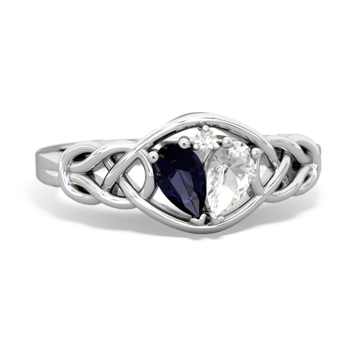 Sapphire Genuine Sapphire with Genuine White Topaz Celtic Love Knot ring Ring