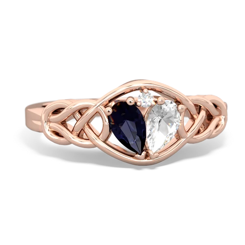 sapphire-white topaz celtic knot ring