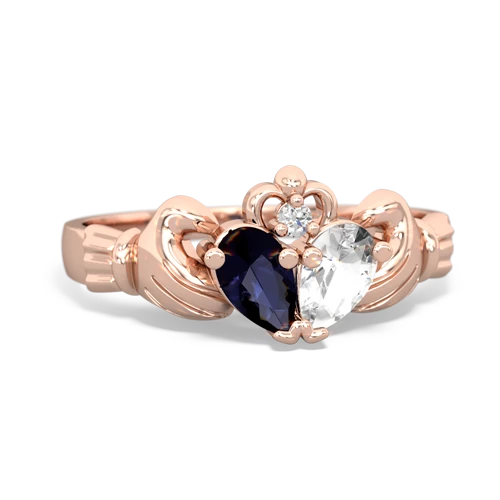 Sapphire Genuine Sapphire with Genuine White Topaz Claddagh ring Ring