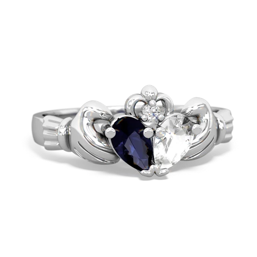 sapphire-white topaz claddagh ring